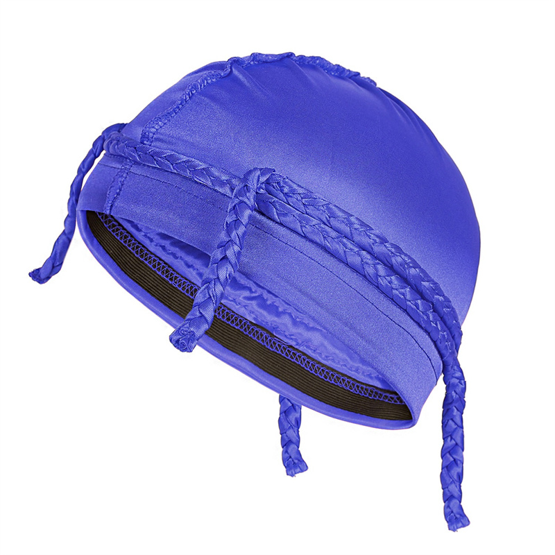 Imitation Silk Men Dome Cap Elastic Braid Hat Riding Running Sports Cap Night Sleep Headcover Beanie Bonnet Hair Accessories