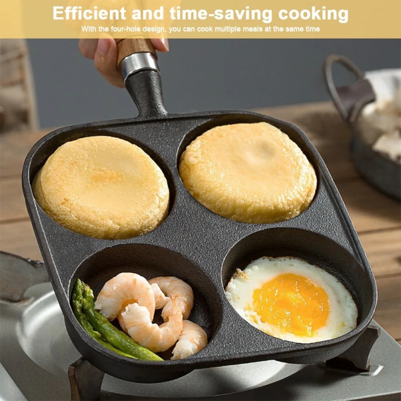 4 Hole Egg Pancake Steak Pan Non-Stick Breakfast Grill Cooking Pot Egg Frying Pan Pancake Pan Egg Burger Ham Pan Grill Pan