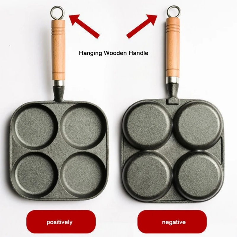 4 Hole Egg Pancake Steak Pan Non-Stick Breakfast Grill Cooking Pot Egg Frying Pan Pancake Pan Egg Burger Ham Pan Grill Pan