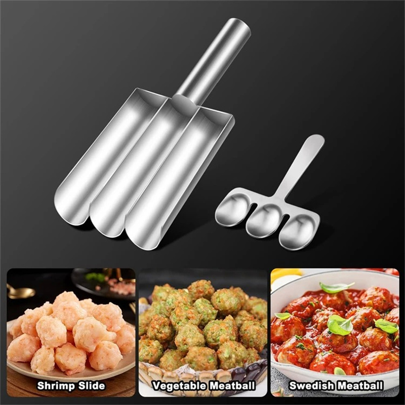304 Stainless Steel Meatball Scoop Maker Mold for Fish Beef Easy-Release Non-Stick Rice Ball Dumplings Maker DIY Kitchen Tools