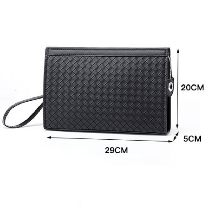 New Men's Soft Leather Woven Handbag Large Capacity Business Casual Envelope Bag Phone Bag Fashion Men's Clutch Bag Briefcase