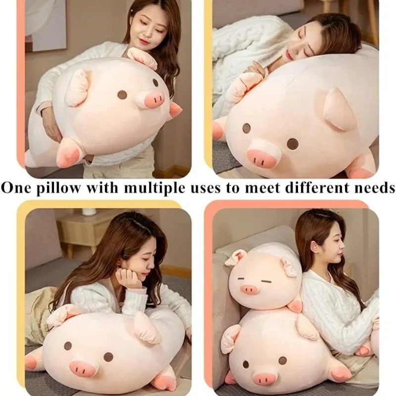 Sleeping Piggy Pillow Pig Plush Toy Cute Animal Cushion Sofa Bedroom Decor Holiday Birthday Valentine Gift Home Ornament Doll