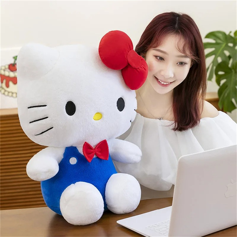 Sanrio Hello Kitty Plush Toy Pillow Cute Anime Stuffed Doll Plushies Companion Toy Home Sofa Decoration Christmas Birthday Gift