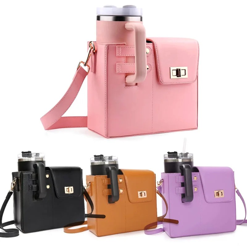 Outdoor Portable Water Cup Storage Bag Water Beverage Bottle Bag With Shoulder Strap Cup Bottle Crossbody Bag Storage Pocket