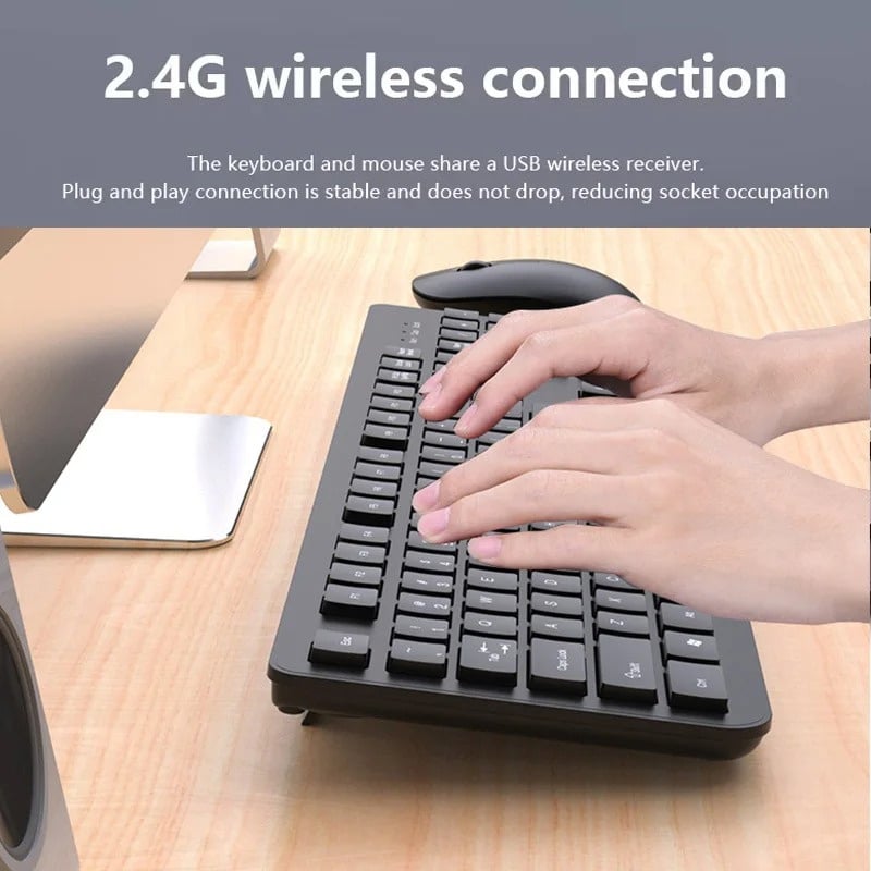 2.4G Wireless Keyboard Mouse Set 104 Keys Standard Keyboard Gaming Keyboard Mouse Kit for Android TV Box Laptop PC Accessories