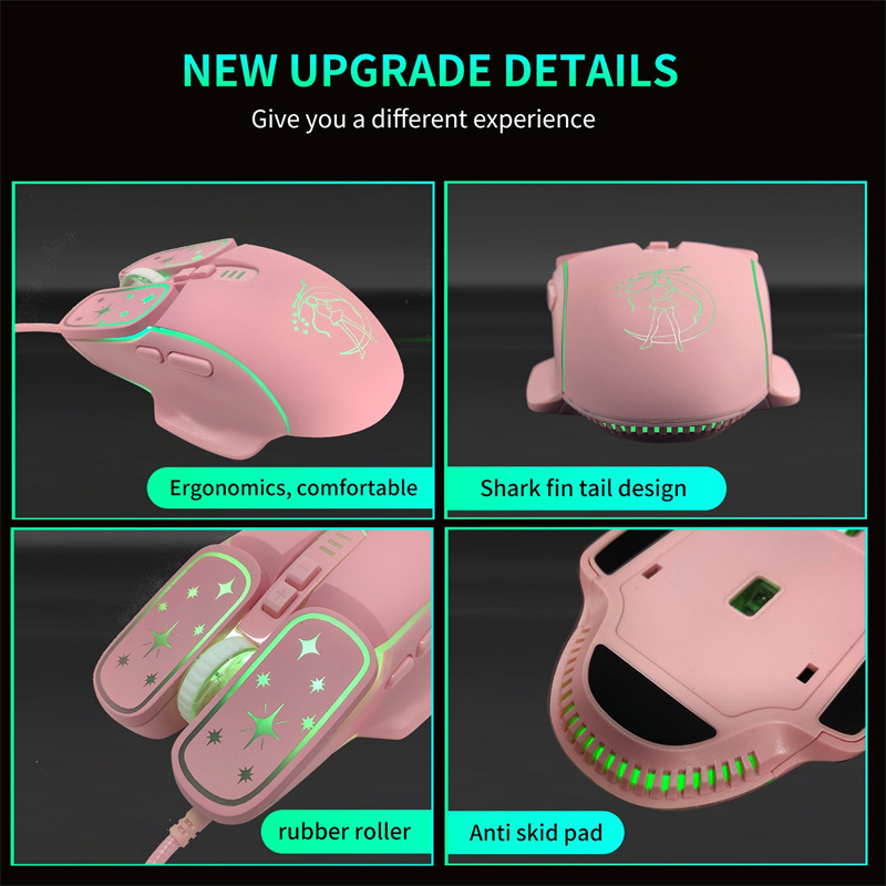 Sailor Moon Tsukino Usagi Wired Mouse Anime Characters Cool Glowing USB Computer Gaming Mouse Office Optical Mouse
