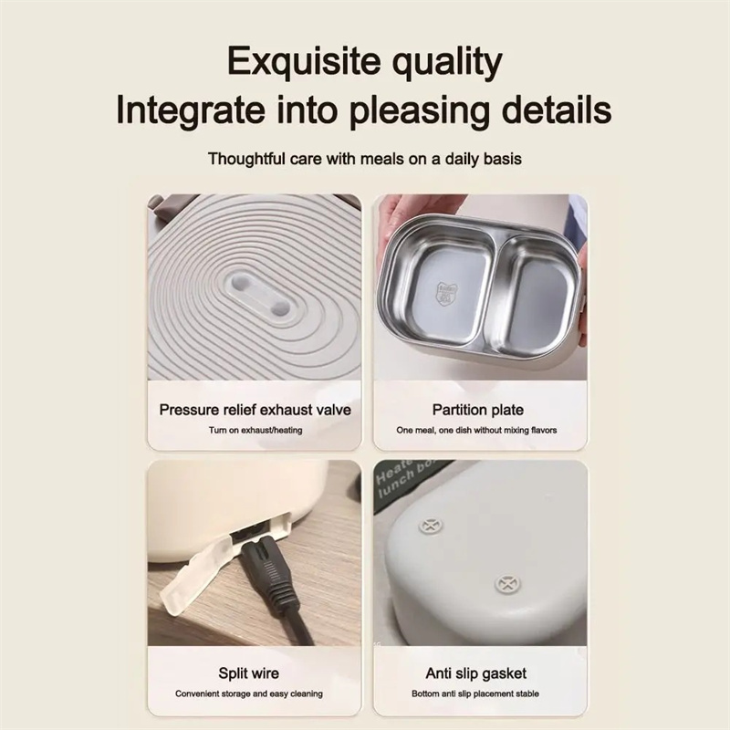 EU/UK/US Plug 304 Stainless Steel Electric Lunch Box Food Heated Warmer Container Constant Temperature Heated Lunch Box