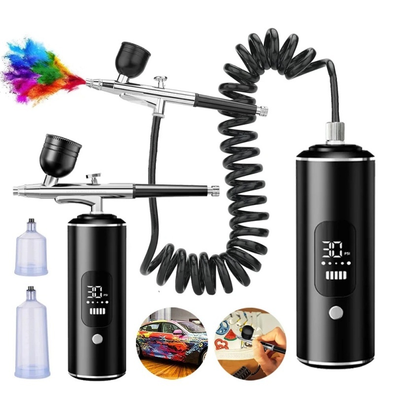 Airbrush with Compressor Mini Spray Tool for Painting Tattoo Nails Art Portable Wireless Electric Airbrush Kit Oxygen Injector