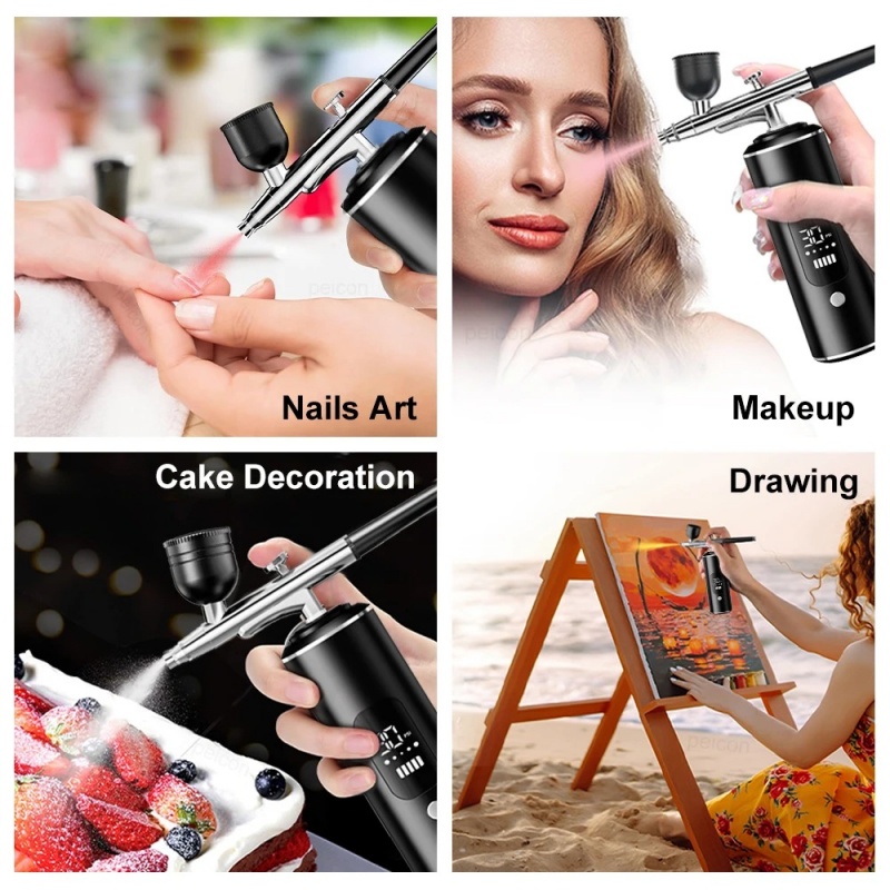 Airbrush with Compressor Mini Spray Tool for Painting Tattoo Nails Art Portable Wireless Electric Airbrush Kit Oxygen Injector