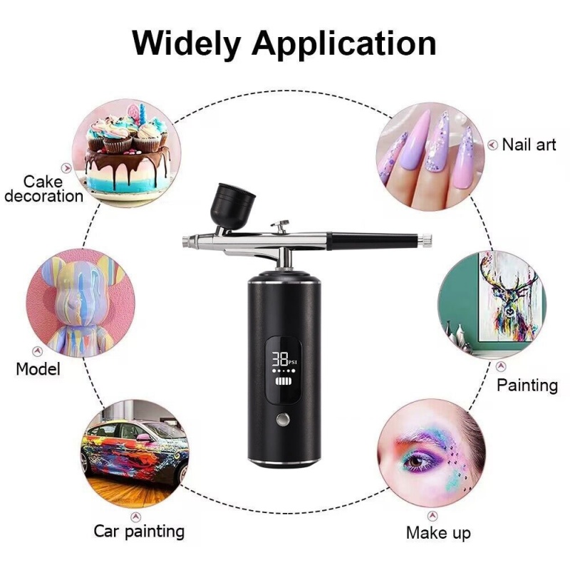 Airbrush with Compressor Mini Spray Tool for Painting Tattoo Nails Art Portable Wireless Electric Airbrush Kit Oxygen Injector
