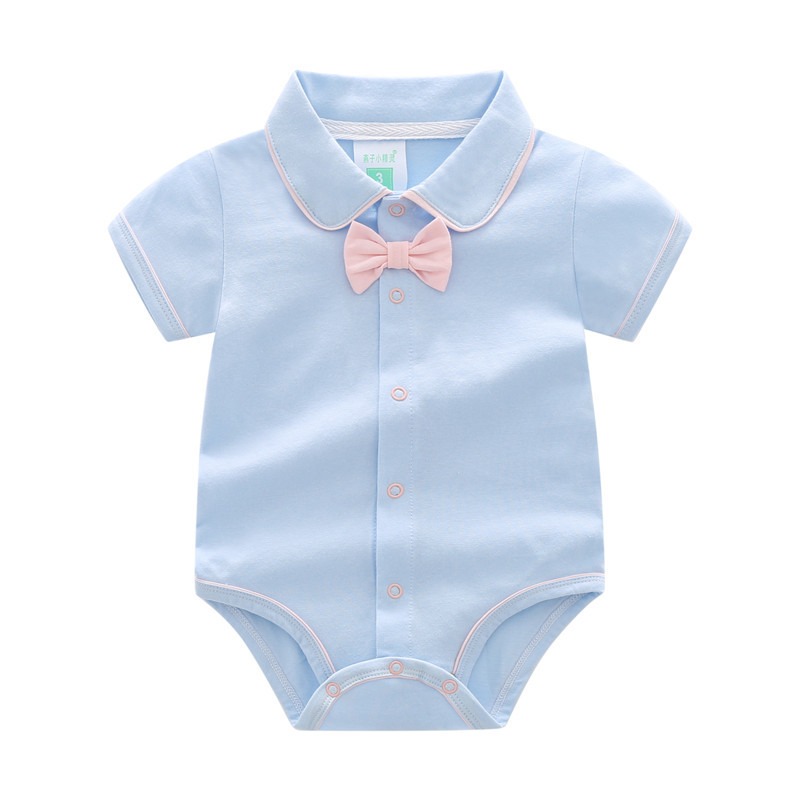 Newborn Baby Romper Boys Bow Tie Short Sleeve Onesies Bodysuit 100-Day Ceremony Jumpsuit Clothes Baby Boys Clothes 0-16 Months