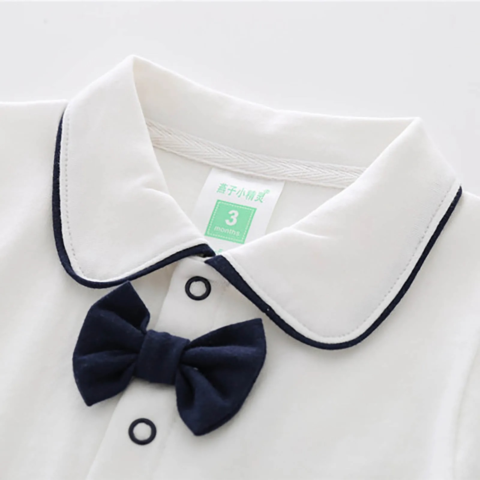 Newborn Baby Romper Boys Bow Tie Short Sleeve Onesies Bodysuit 100-Day Ceremony Jumpsuit Clothes Baby Boys Clothes 0-16 Months