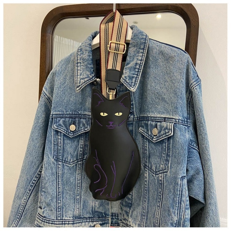 Women Cute Cat Shoulder Bag Lady Funny Waist Chest Bag PU Crossbody Bag Luxury Interesting Design Sling Bag Mobile Phone Purse