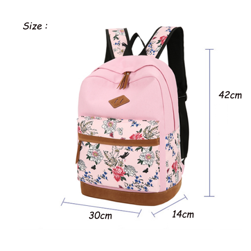 3 Pcs Set Women Floral Backpack Female Simple School Backpacks Bag for Teenager Girls Female College Students Book Bags
