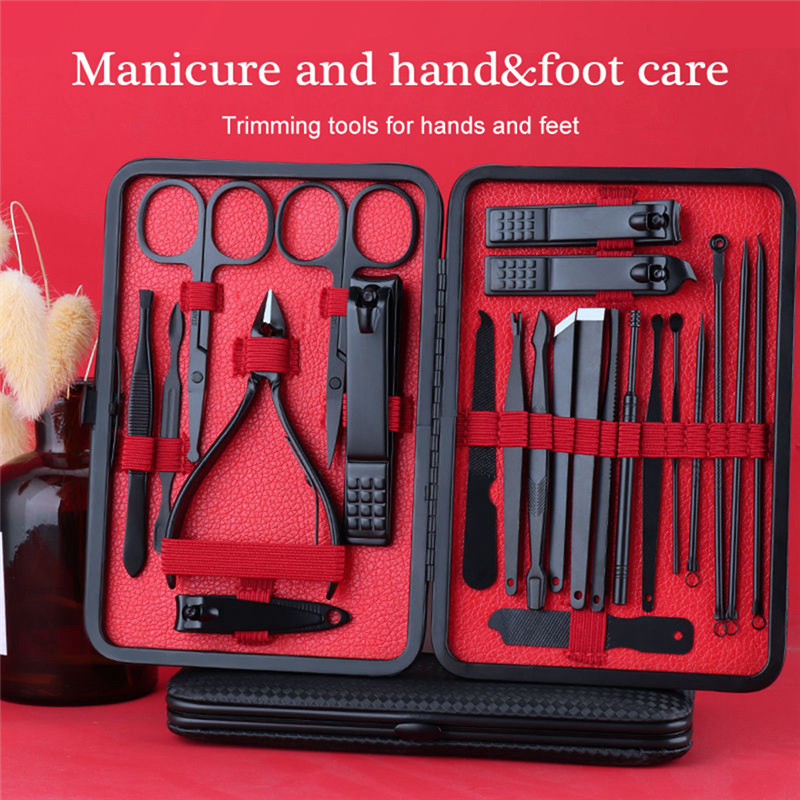 23pcs/set High Quality Manicure Set Nail Clippers Pedicure Scissors Stainless Steel Household Ear Spoon Nail Clippers Nail Tool