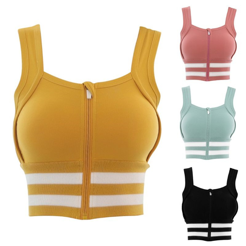 Sports Bra Women Crop Top Fitness Sportswear Bras Fitness Female Zipper Underwear Vest Running Shockproof Push Up Bras Lingerie