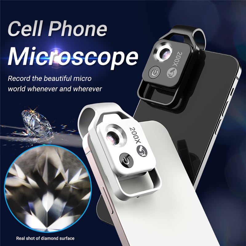 APEXEL HD Camera Lens 200X Microscope Lens for iPhone Android Universal Phone High Magnification LED Easy Use Magnifying Glass