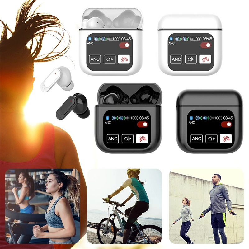 SE60 Wireless Bluetooth Headphone ANC TWS Earphones LED Touch Screen Visible Active Noise Cancelling Headset Sport Earphone