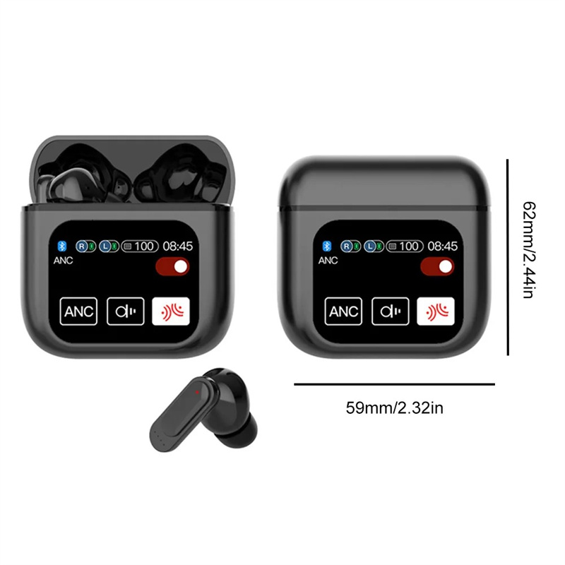 SE60 Wireless Bluetooth Headphone ANC TWS Earphones LED Touch Screen Visible Active Noise Cancelling Headset Sport Earphone