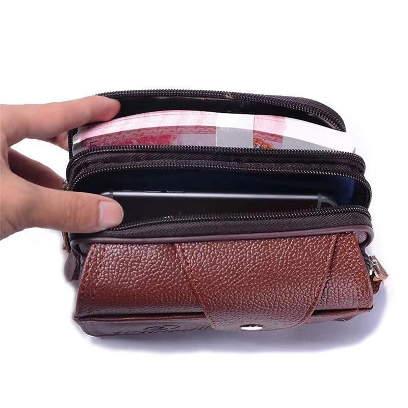 Man Waist Bag PU Leather Men Casual Design Clutch Bags Fashion Zipper Bum Bag Waist Pack Male Waterproof Phone Bag Pouch