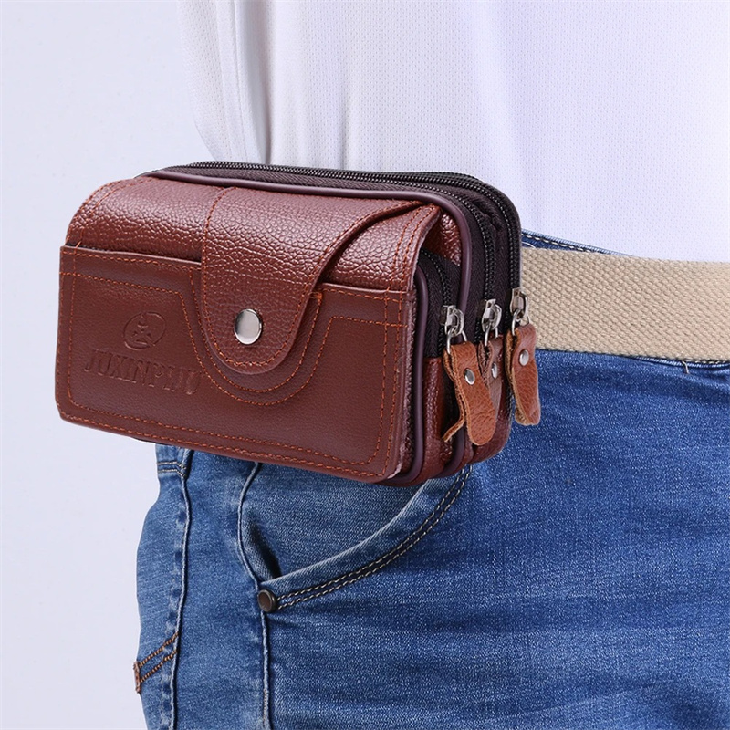 Man Waist Bag PU Leather Men Casual Design Clutch Bags Fashion Zipper Bum Bag Waist Pack Male Waterproof Phone Bag Pouch