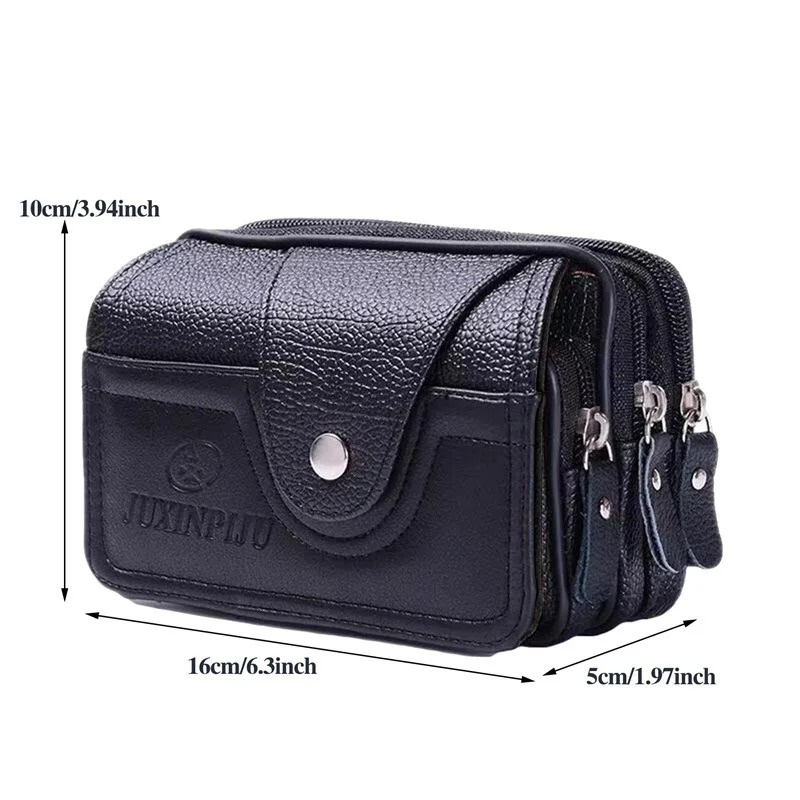 Man Waist Bag PU Leather Men Casual Design Clutch Bags Fashion Zipper Bum Bag Waist Pack Male Waterproof Phone Bag Pouch