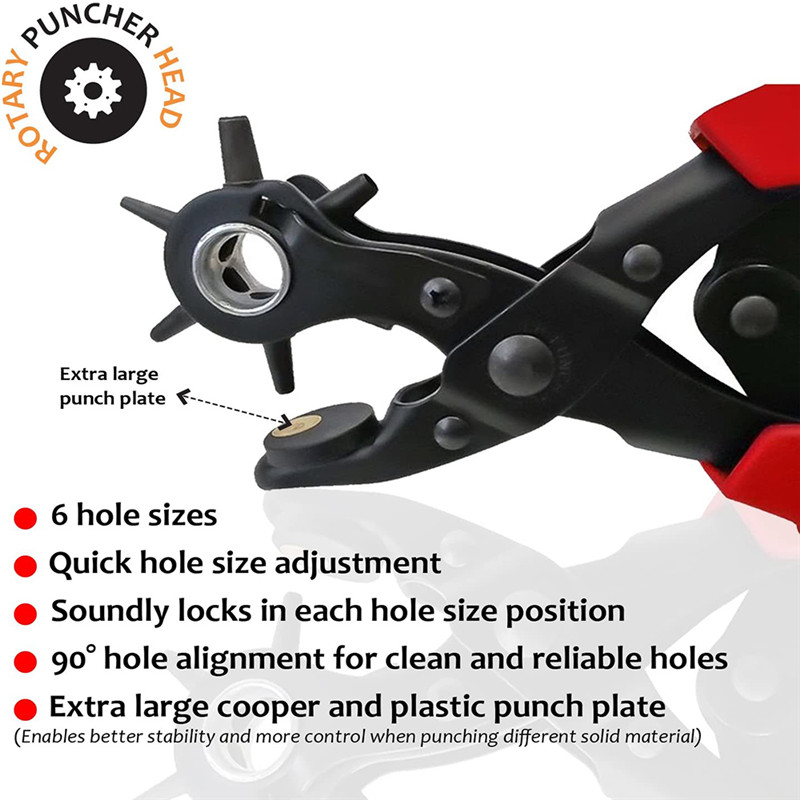Leather Belt Hole Punch Plier Eyelet Puncher Revolve Sewing Machine Setter Tool Watchband Strap Household Leather Craft Tools