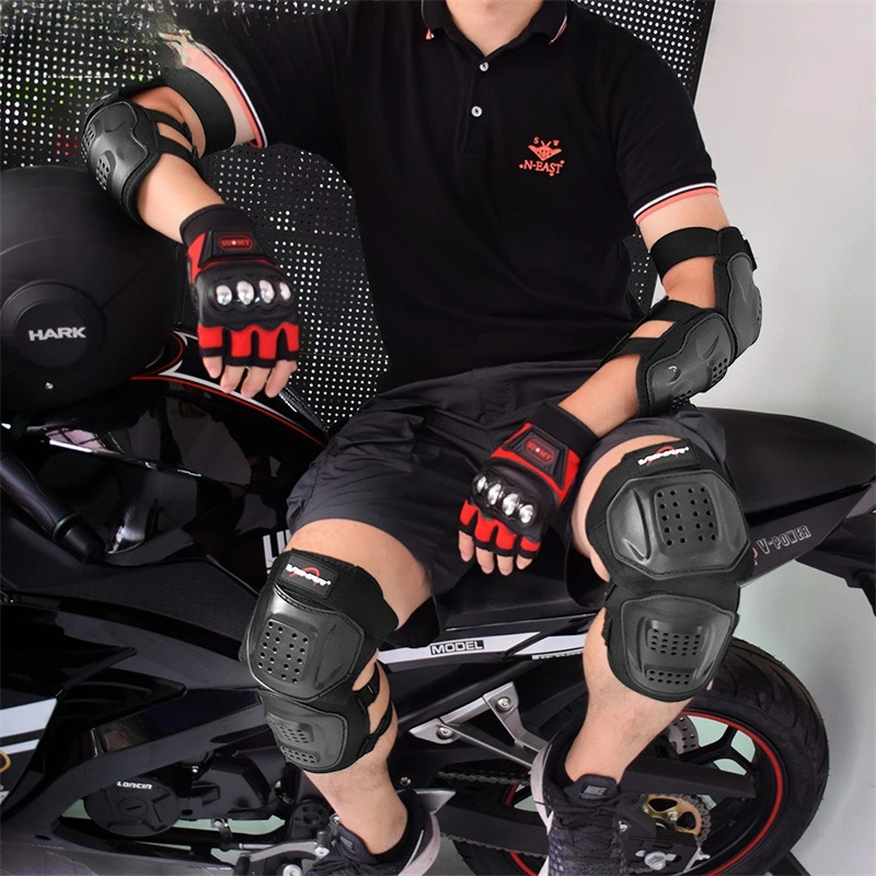 4pcs/set Sport Motocross Knee Protector Brace Protection Elbow Pad Kneepad Motorcycle Cycling Guard Protector Knee Guard