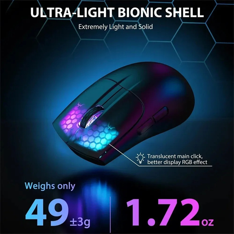 Attack Shark X5 Wireless Mouse 3 Modes BT/2.4Ghz/USB-C Lightweight PAW3212 Sensor Rechargeable RGB Mice PC Laptop Gaming Mouse