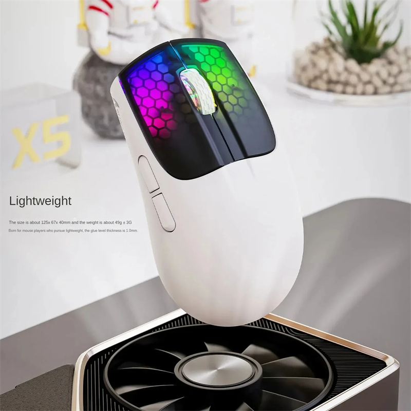 Attack Shark X5 Wireless Mouse 3 Modes BT/2.4Ghz/USB-C Lightweight PAW3212 Sensor Rechargeable RGB Mice PC Laptop Gaming Mouse