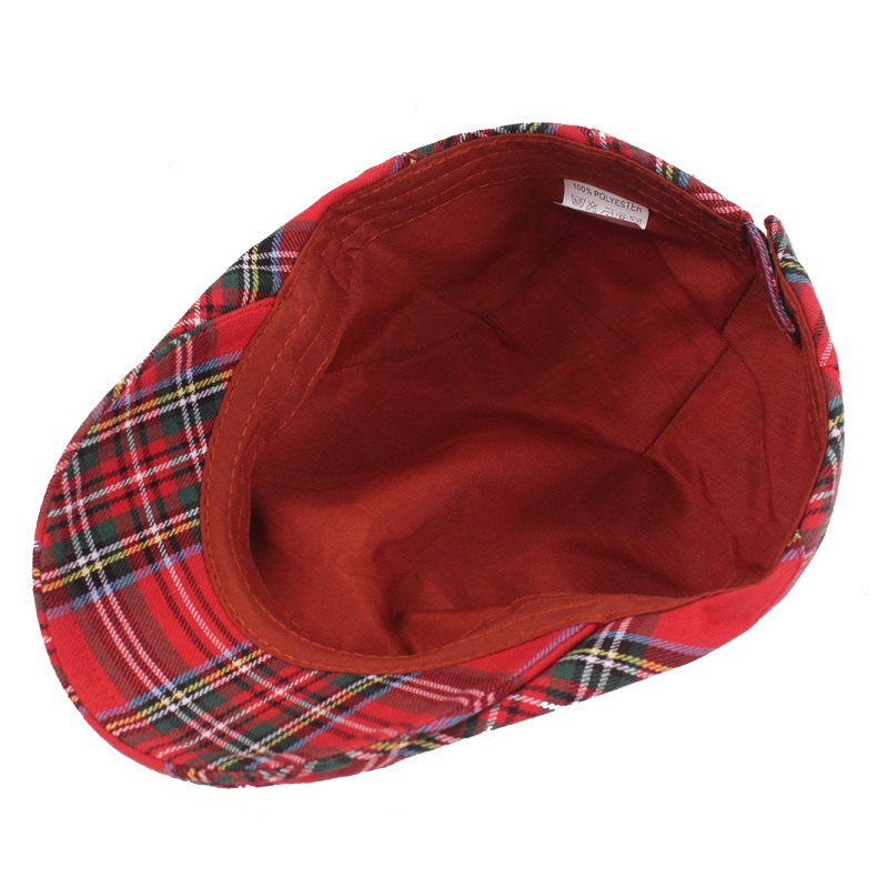 Women Plaid Berets Hat Men French Style Cap Cotton Plaid Visors Red Green Blue Duckbill Herringbone Flat Cap Ladies Winter Hat