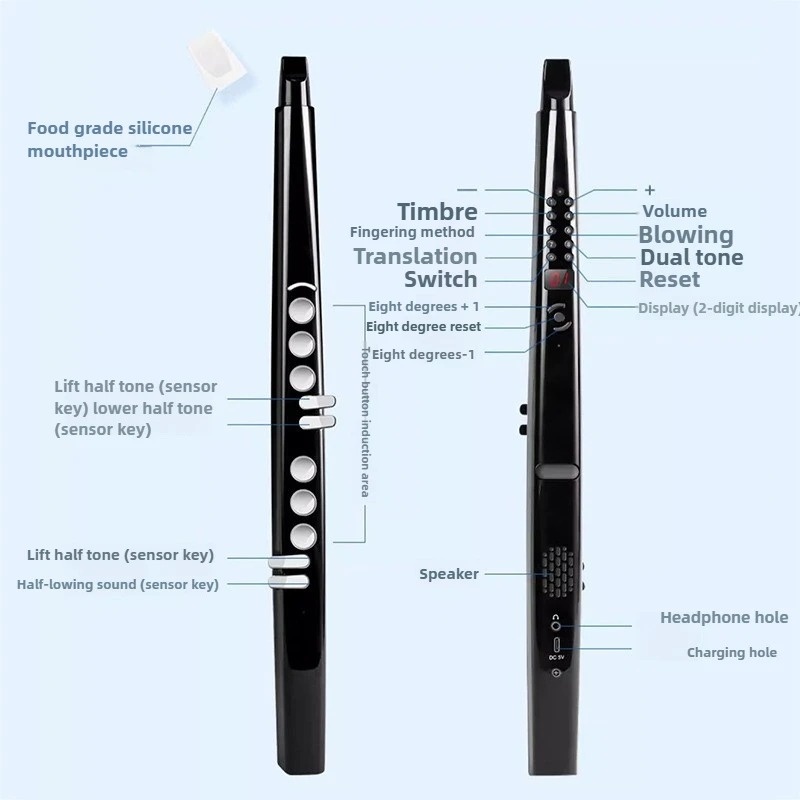 Bluetooth Electric Saxophone MIDI Beginner Professional Electronic Wind Flute Clarinet Trumpet Recorder Performance Instrument