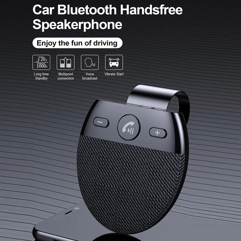 Wireless Vehicle Car BT 5.0 Speakers Handsfree Car Kit Hands-free Bluetooth Speakerphone Sun Visor Music Player With Mic