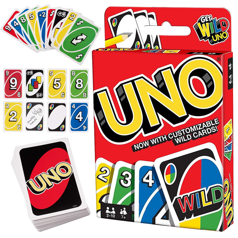 UNO WILD Card Game Mattel Games Genuine Family Funny Entertainment Board Game Fun Poker Playing Toy Gift Box Uno Card
