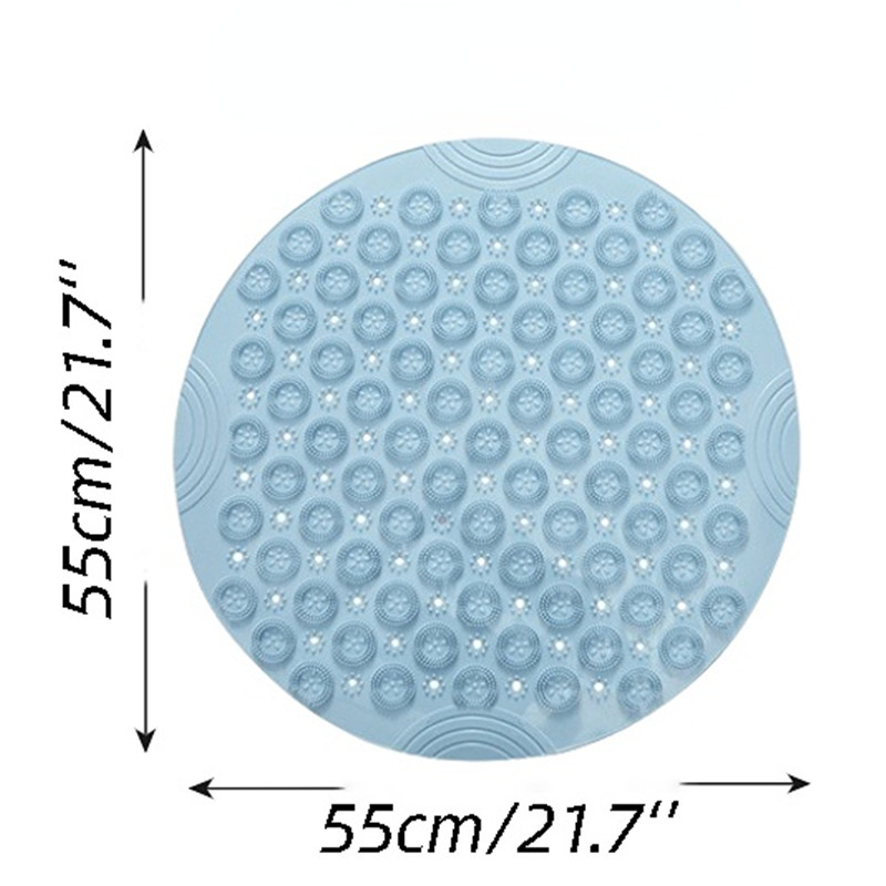 55cm Round Non-Slip Bath Mat Safety Shower PVC Bathroom Mat With Drain Hole Plastic Massage Foot Pad Bathroom Accessories