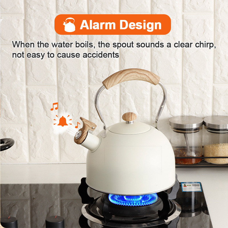 2.5L Whistle Kettle Flat Bottom Whistle Pot Outdoor Stainless Steel Camping Pot Classic Water Boiler For All Stovetops