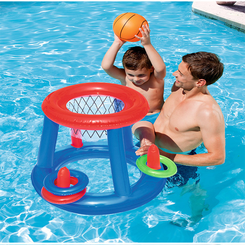 Floating Basketball Hoop Toy Inflatable Pool Basketball Goal Game Pool Games For Adults And Family Summer Water Game Toys