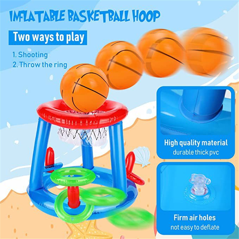 Floating Basketball Hoop Toy Inflatable Pool Basketball Goal Game Pool Games For Adults And Family Summer Water Game Toys
