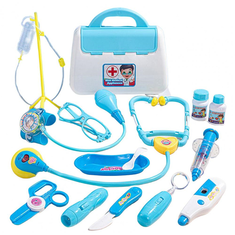 15PCS Kid Doctor Toys Set Mini Simulation Family Doctor Medical Pretend Play Educational Toy For Children Portable Suitcase Gift