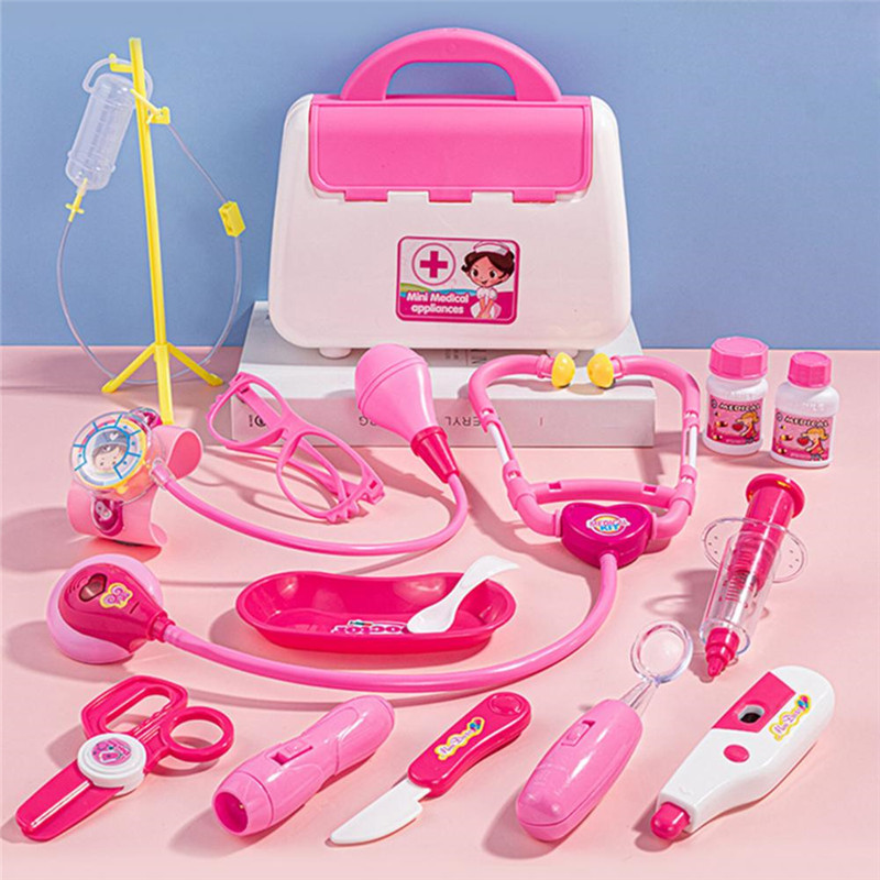 15PCS Kid Doctor Toys Set Mini Simulation Family Doctor Medical Pretend Play Educational Toy For Children Portable Suitcase Gift