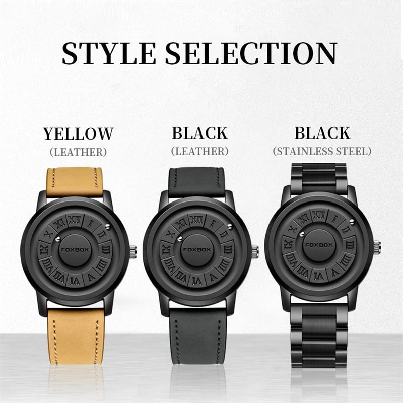 FOXBOX Man Watch LIGE Brand Creative Stainless Steel Band Scrolling Beads Quartz Watches for Men Magnetic Force Waterproof Clock