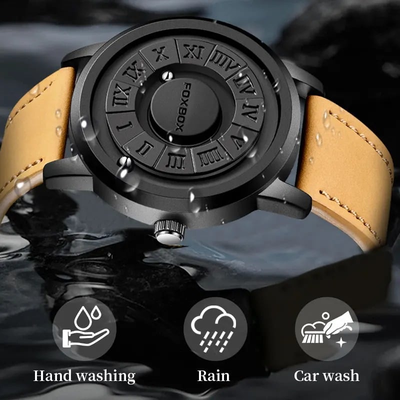 FOXBOX Man Watch LIGE Brand Creative Stainless Steel Band Scrolling Beads Quartz Watches for Men Magnetic Force Waterproof Clock