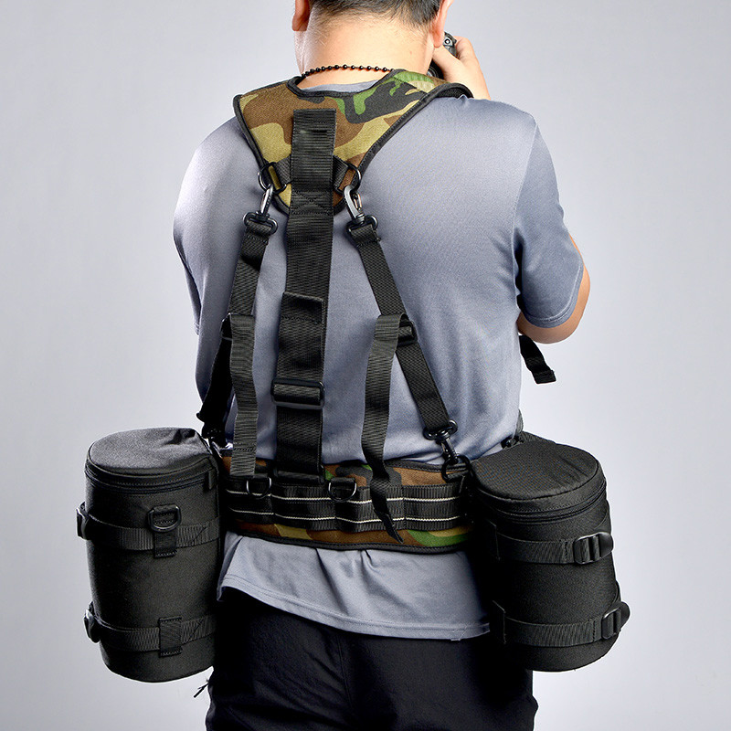 Photography Belt&Harness System Camera Double Shoulder Strap SLR Camera Fixed Fast Hanging Waist Band Quick Strap for Lens Pouch