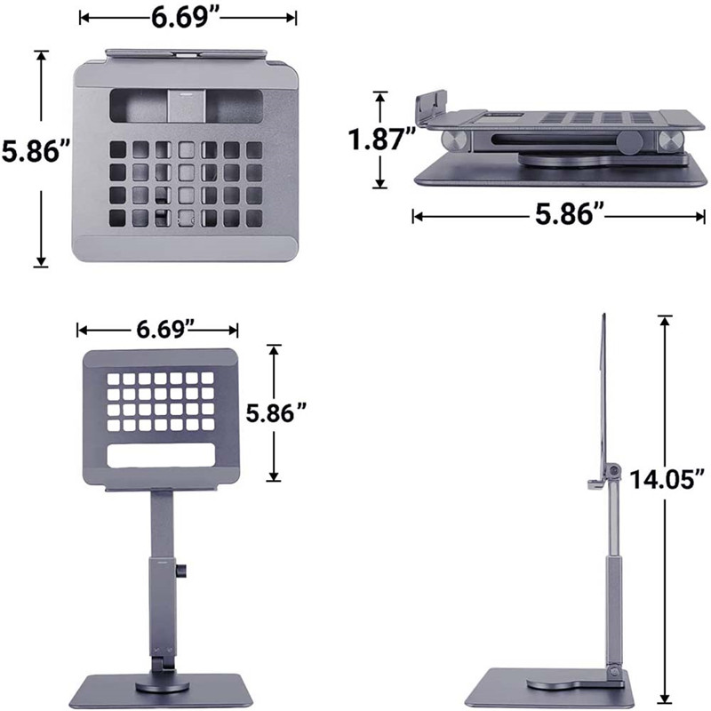 New Tablet Stand Desk Height Adjustable Aluminum iPad Stand Bracket Foldable 360° Rotation Desktop Tablet Holder Mount Dock
