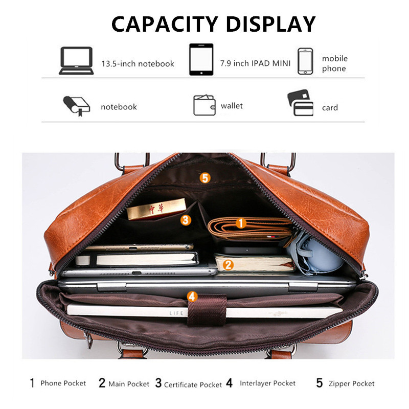 Luxury Men Briefcase High Quality Business Tote Bags Famous Brand PU Leather Shoulder Messenger Bag Office Handbag Laptop Bag