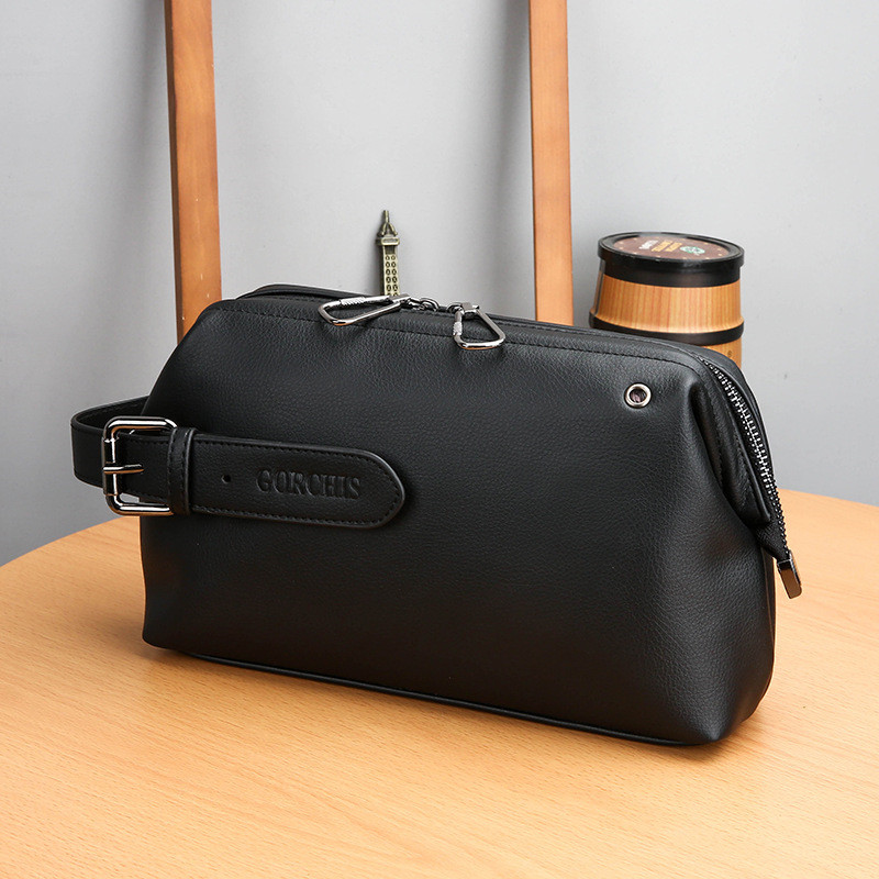 Fashion Men Business Clutch Wallet PU Leather Wrist Money Tote Shoulder Bag Tote Handy Bag Handbag Male Large Capacity Purse