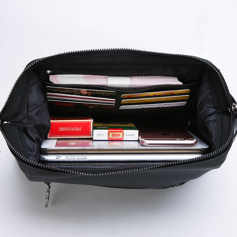Fashion Men Business Clutch Wallet PU Leather Wrist Money Tote Shoulder Bag Tote Handy Bag Handbag Male Large Capacity Purse