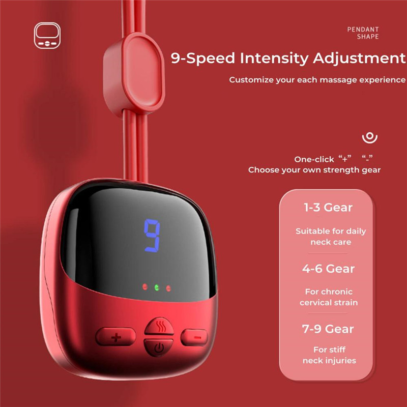 Mini Portable Hanging Neck Massager With Heat Electric EMS TENS Pulse Smart Cervical Spine Massager Shoulder For Relief Pain