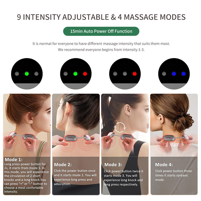 Mini Portable Hanging Neck Massager With Heat Electric EMS TENS Pulse Smart Cervical Spine Massager Shoulder For Relief Pain