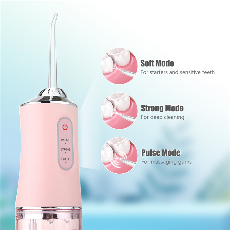 Oral Irrigator Dental Water Jet For Teeth USB Rechargeable Portable Water Flosser 4 Nozzles 200ML Waterproof IPX7 Tooth Cleaner